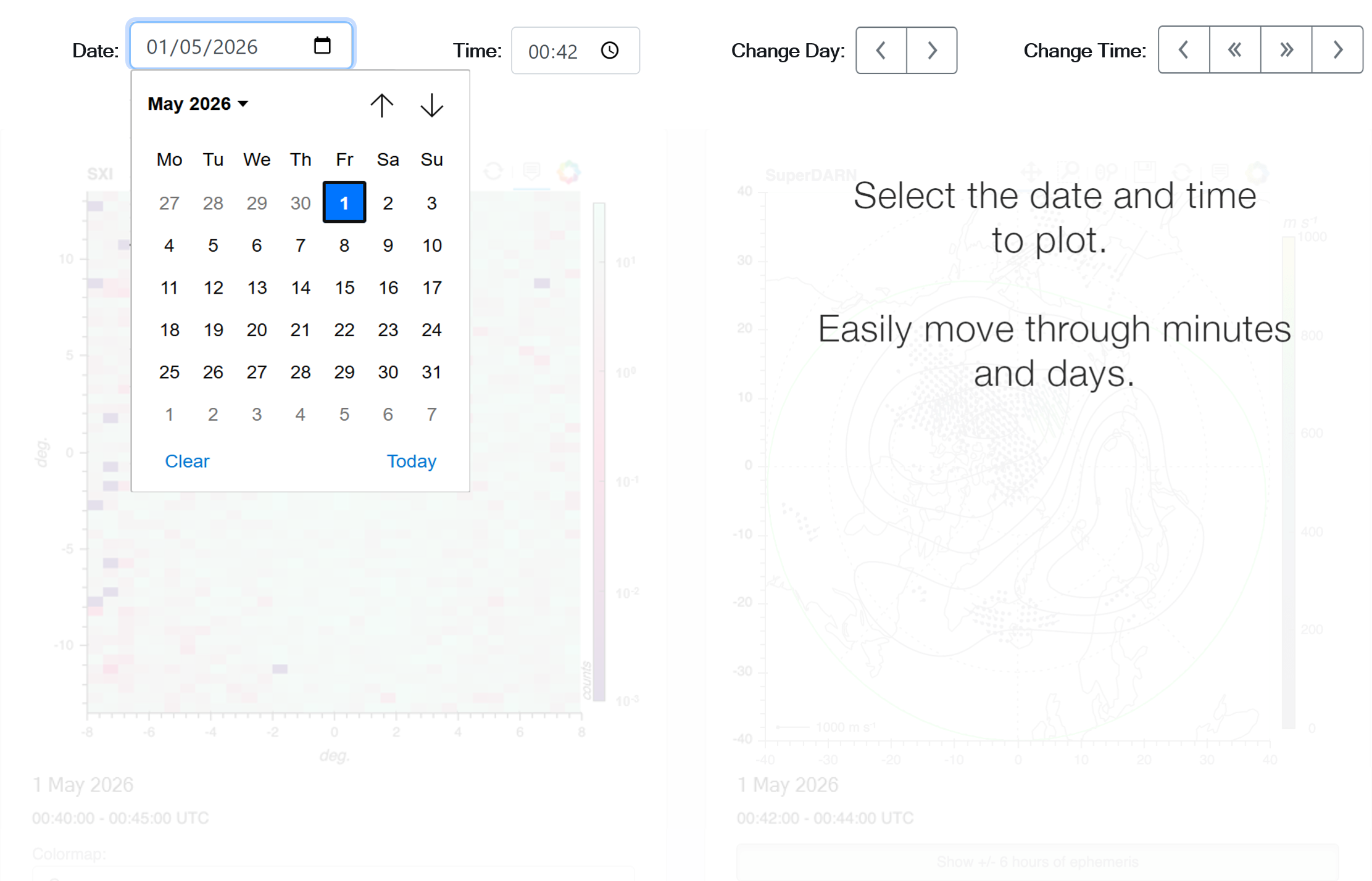 Select the date and time to plot